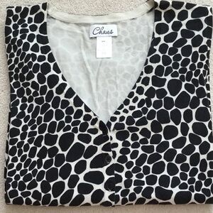Chaus Black & White Animal Print V-Neck Cardigan